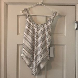 One piece Athleta navy and white swimsuit